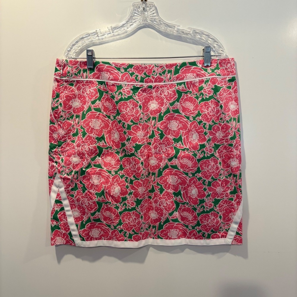 Island Republic Floral Skirt Pink Green White Trim Golf Tennis Womens Size 16 - Picture 2 of 6